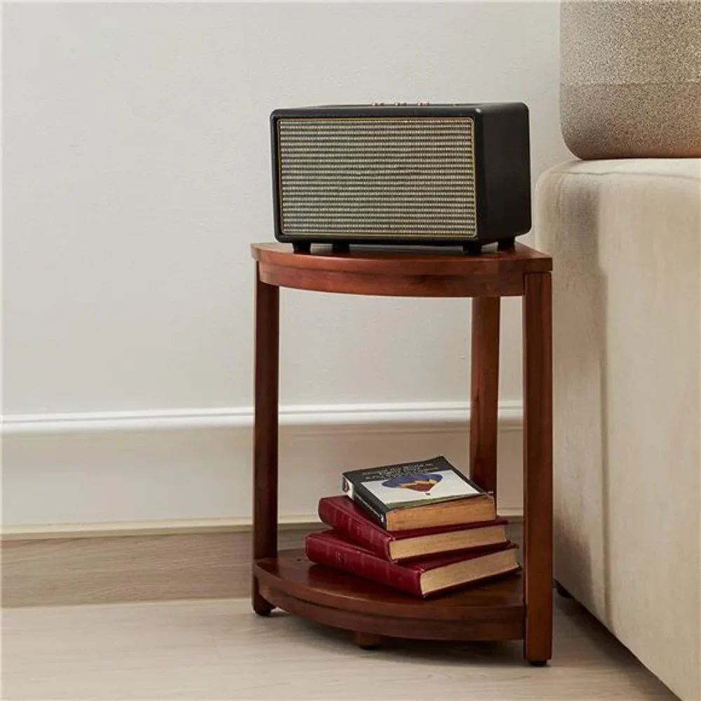 Wood Corner Shower Bench & Corner Shower Stool with Storage Shelf (Acacia)
